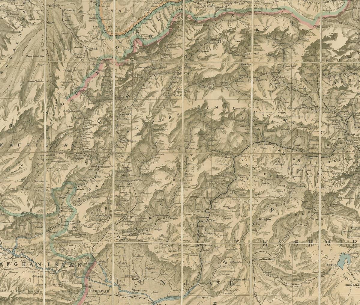 Antique Map of the North-West Frontier by Stanford, 1895