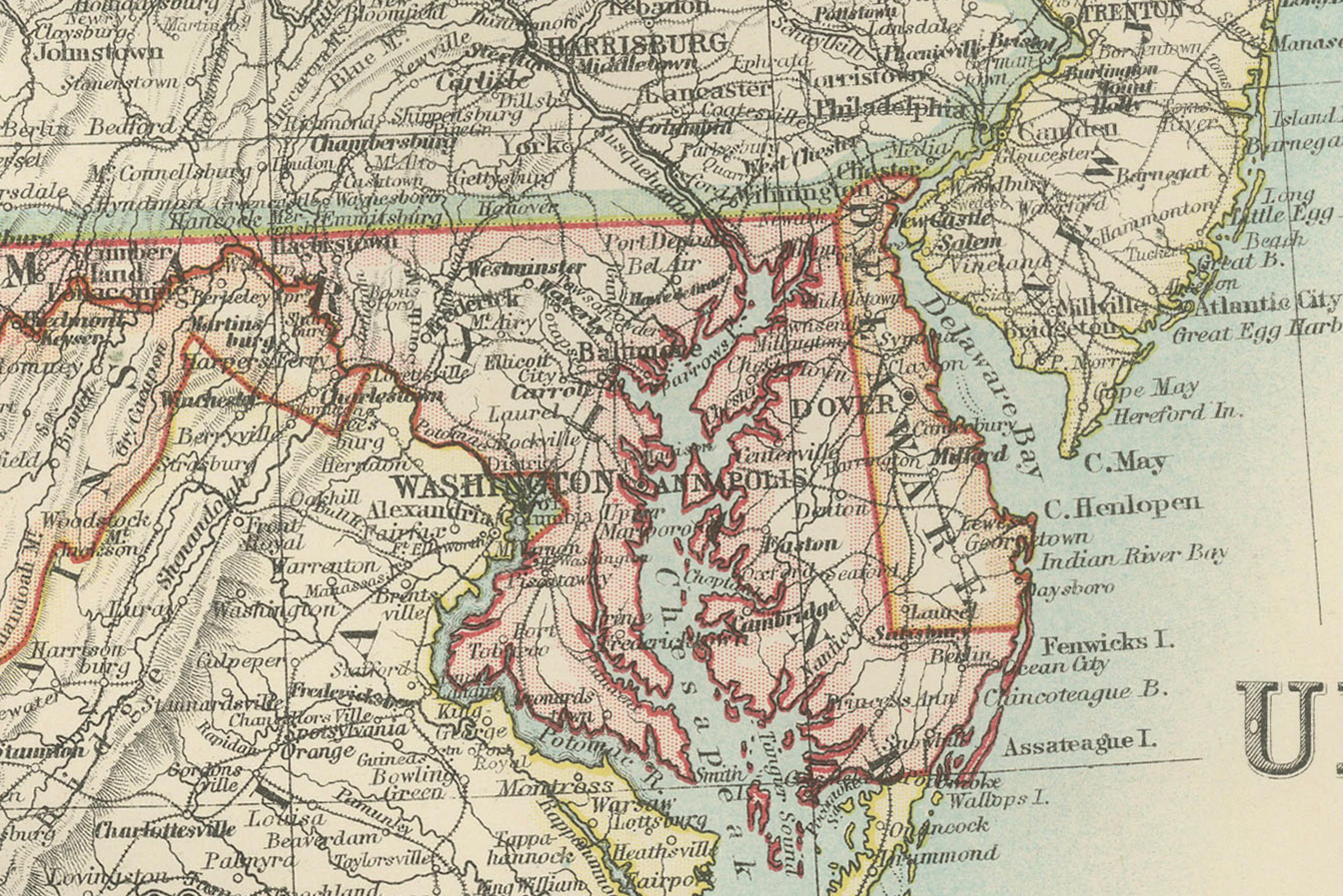 Antike Karte des Nordostens der USA - Lebendiges kartografisches Detail von 1903 (20. Jahrhundert) im Angebot