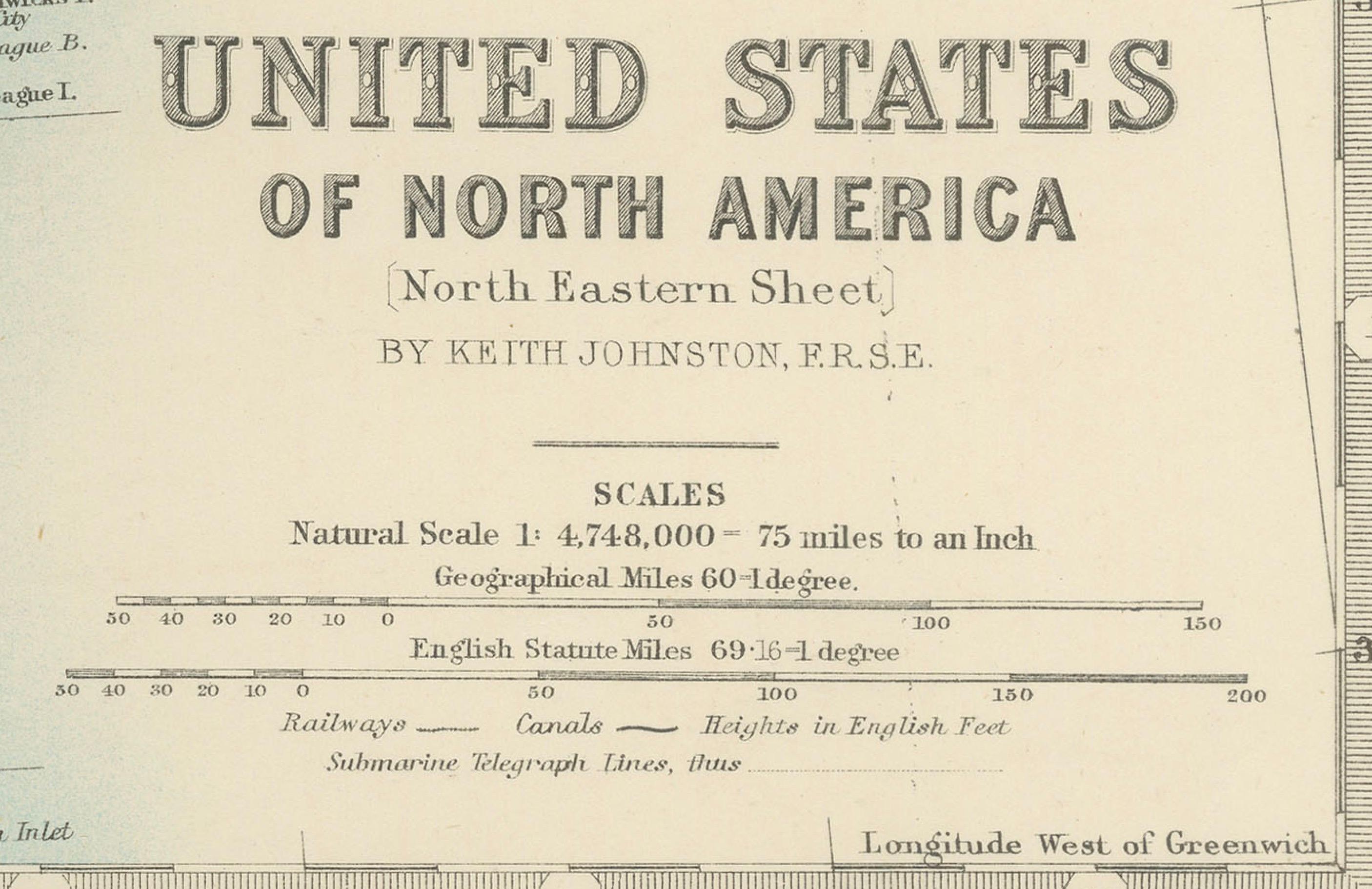 Antike Karte des Nordostens der USA - Lebendiges kartografisches Detail von 1903 (Papier) im Angebot