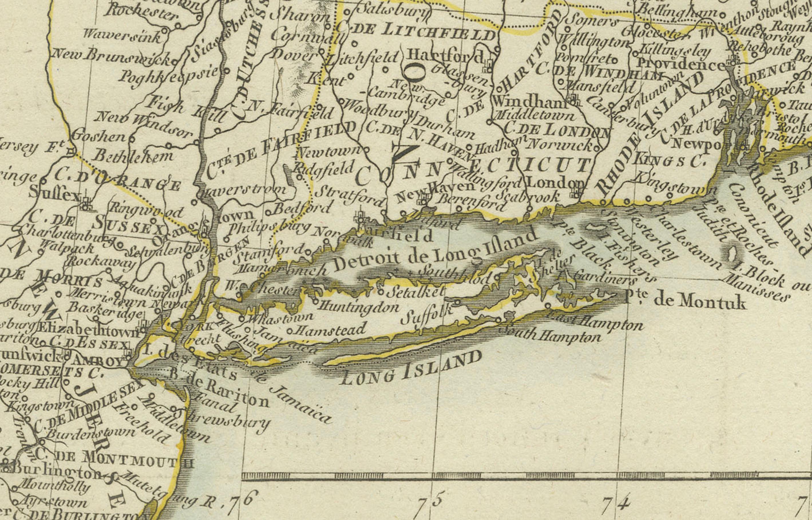 Antike Karte des Nordosten der Vereinigten Staaten und Kanadas von Tardieu, 1802 (Papier) im Angebot