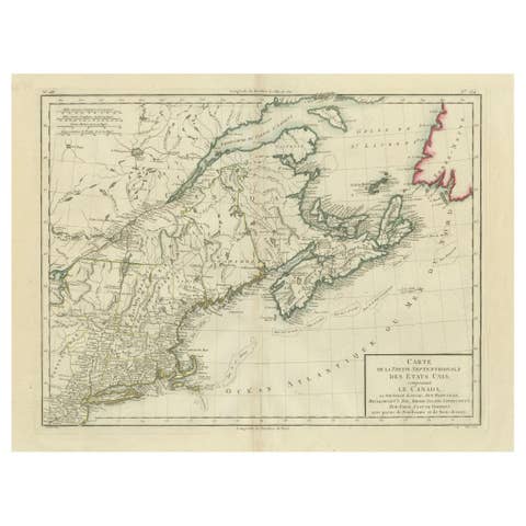 Antique Map of the Northeastern United States and Canada by Tardieu, 1802