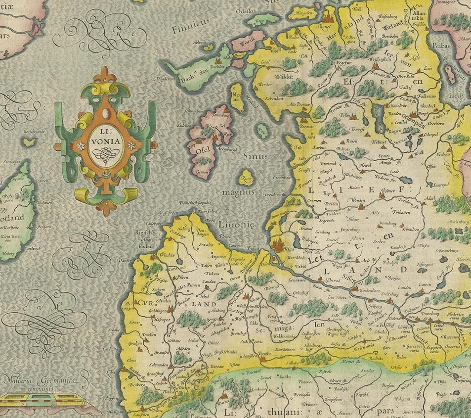 17th Century Antique Map of the northern Baltic region by H. Hondius, 1627