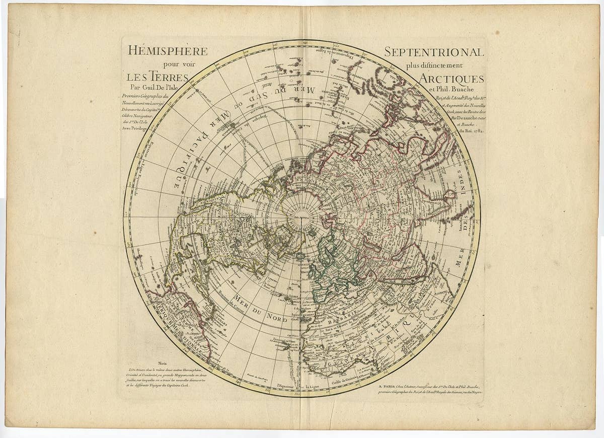 Antique Map of the Northern Hemisphere, 1782
