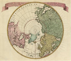 Greenland & the North Pole – Antique Northern Hemisphere Map by Tirion, c.1754