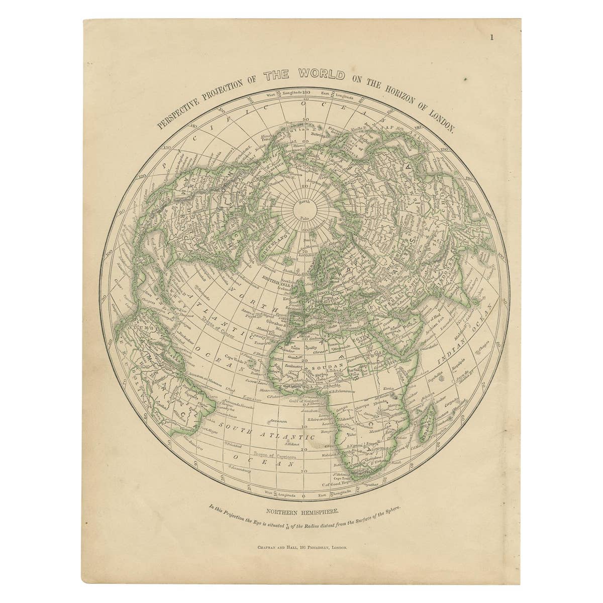 Antique Map of the Northern Hemisphere by Lowry, '1852'