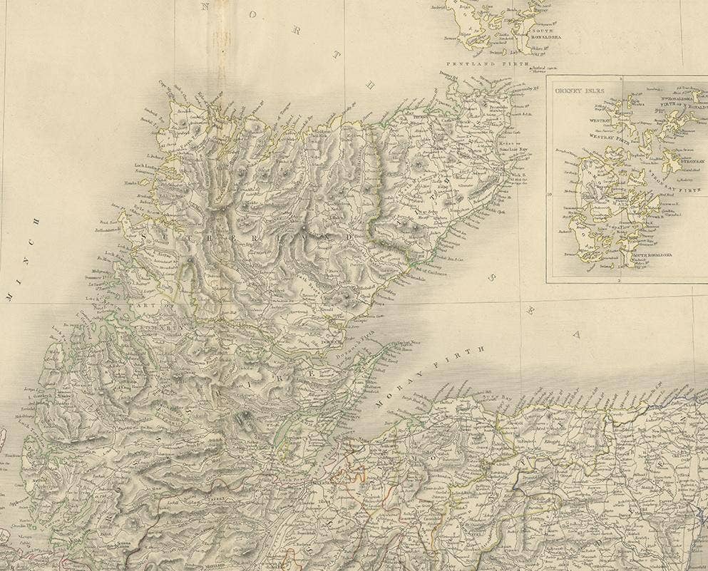 Antique Map of the Northern Part of Scotland by Black '1854'