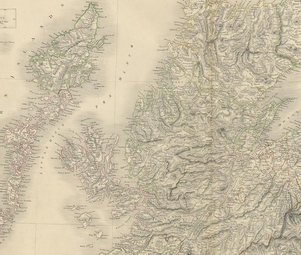 XIXe siècle Carte ancienne de la partie nord de l'Écosse par Black (1854) en vente