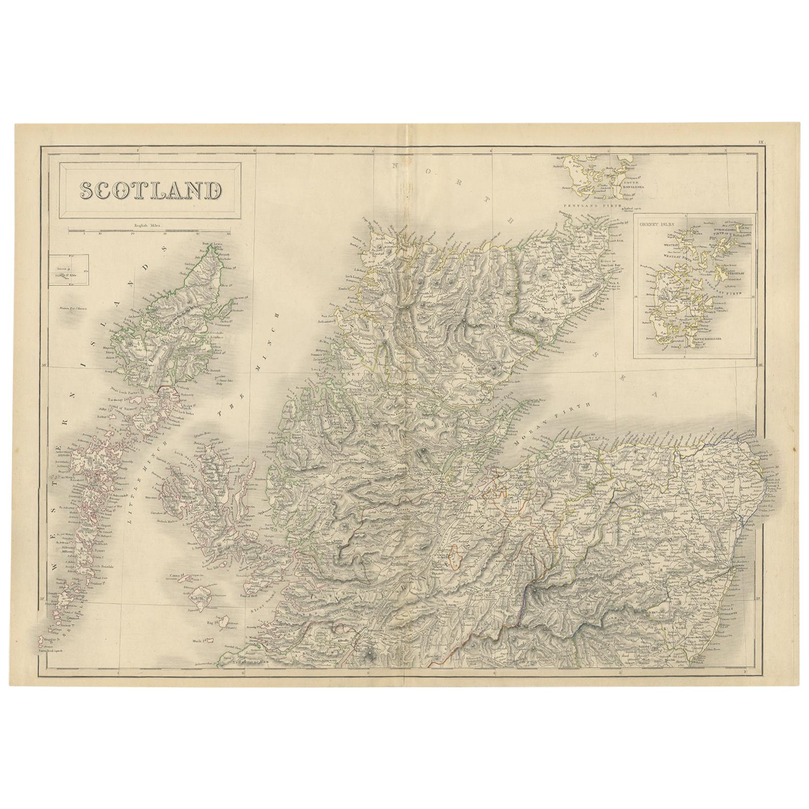 Carte ancienne de la partie nord de l'Écosse par Black (1854) en vente