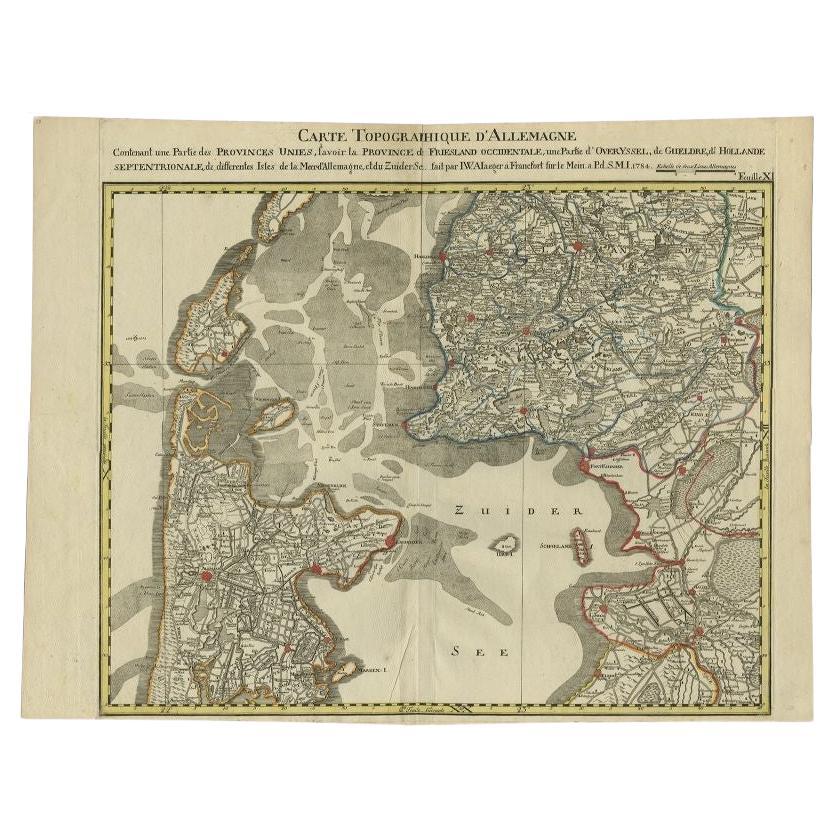 Antique Map of the Northern Part of the Netherlands by Jaeger, 1784 For Sale