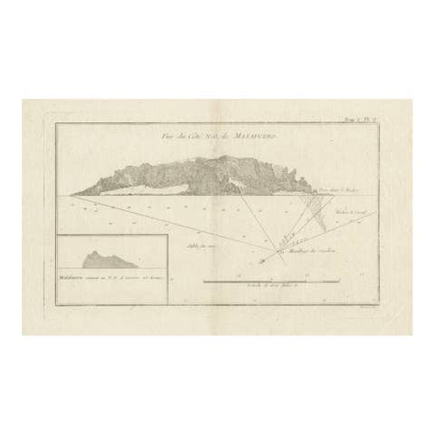 Antique Map of the Northwest Coast of Masafuera Island or Selkirk Island