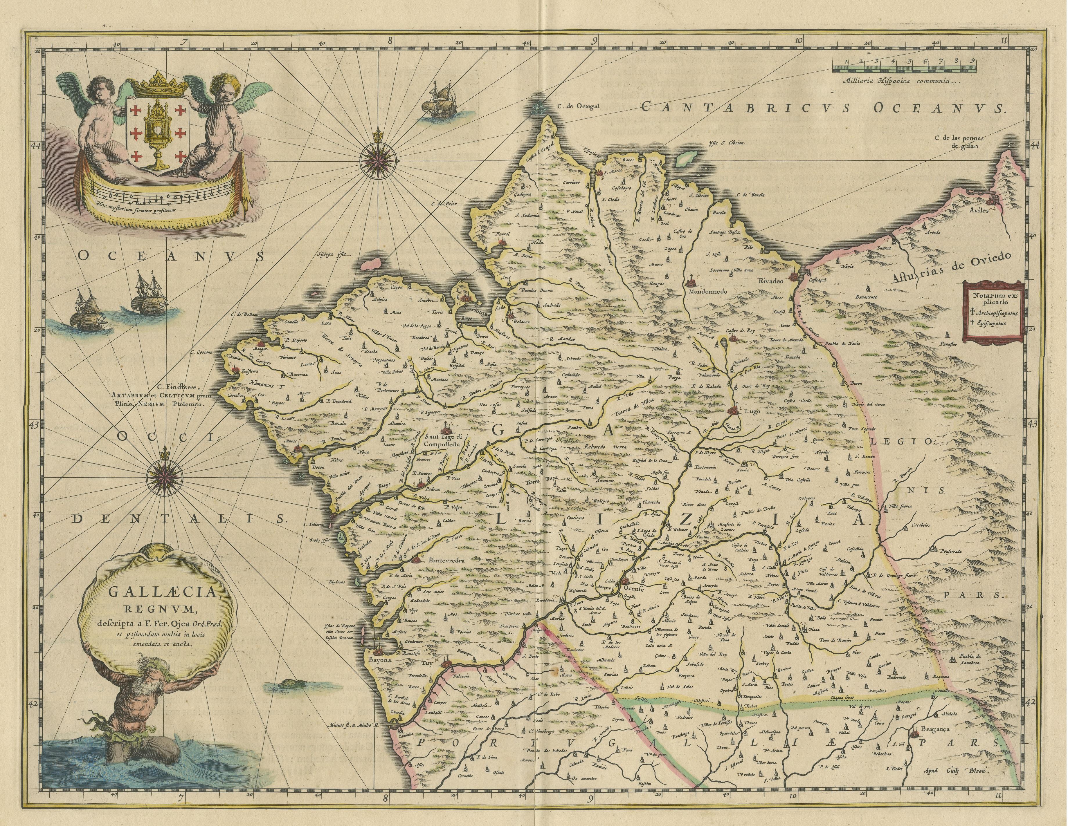 Antike Karte der Nordwestküste Spaniens im Zustand „Relativ gut“ im Angebot in Langweer, NL