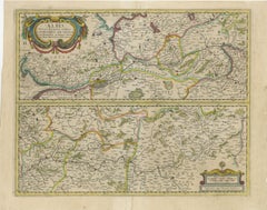 Antike Karte des Verlaufs des Flusses Albis (oder Elbe-Fluss)