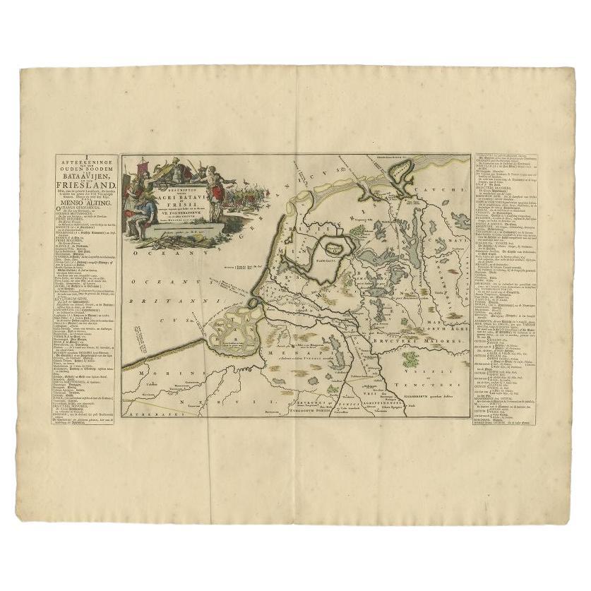 Antique Map of the Old Land of Batavia and Friesland by Halma, 1718 For Sale