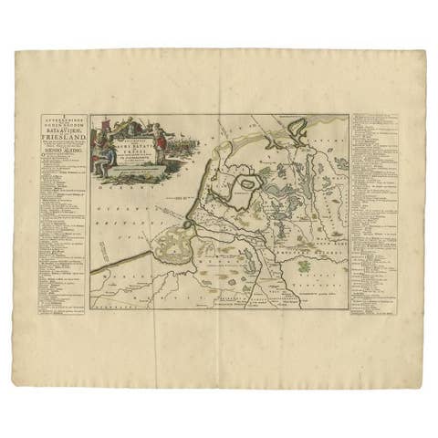 Antique Map of the Old Land of Batavia and Friesland by Halma, 1718