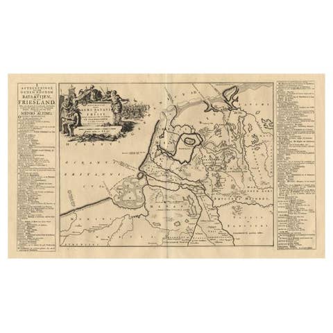 Antique Map of the Old Land of Batavia and Friesland by Halma, 1718