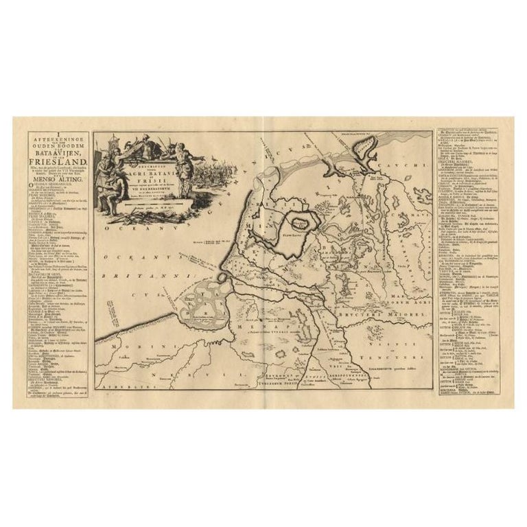Antique Map of the Old Land of Batavia and Friesland by Halma, 1718 For