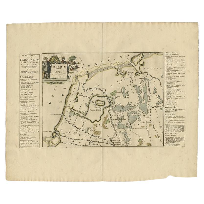 Mapa antiguo de las Antiguas Tierras de Frisia por Halma, 1718