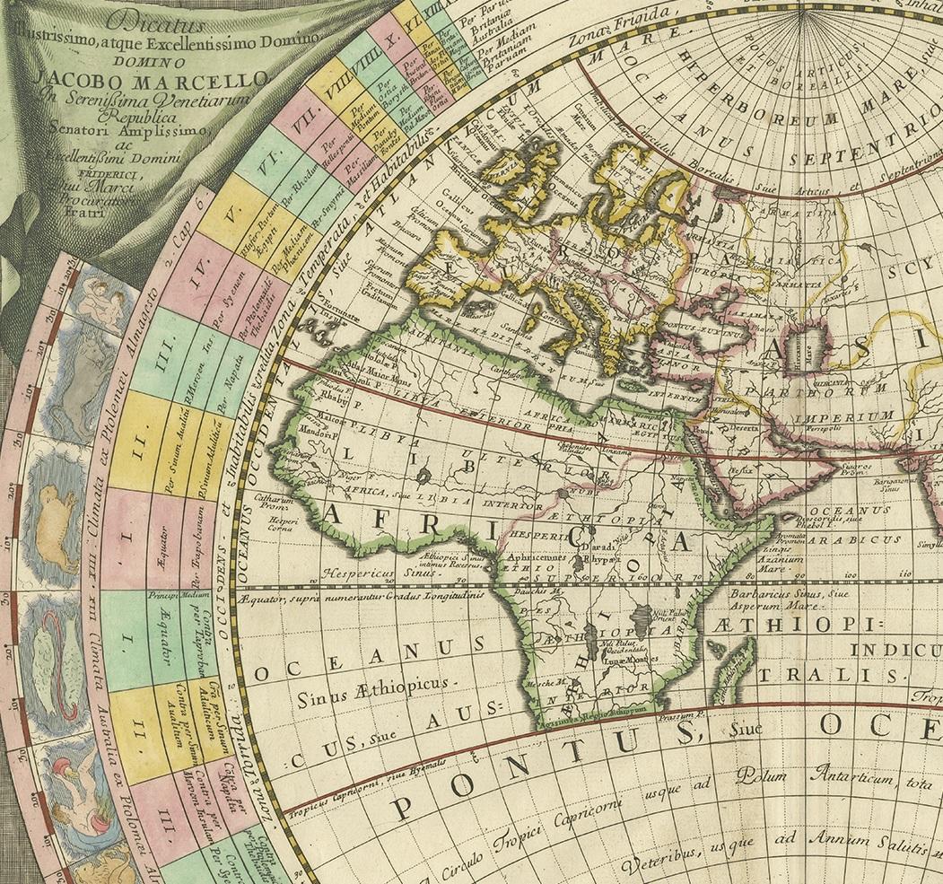 Antique Map of the Old World by Coronelli, circa 1690 In Good Condition In Langweer, NL