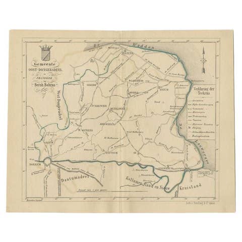 Antique Map of the Oost-Dongeradeel Township by Behrns, 1861