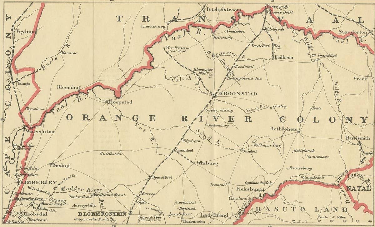 Antique Map of the Orange River Colony in South Africa, 1901