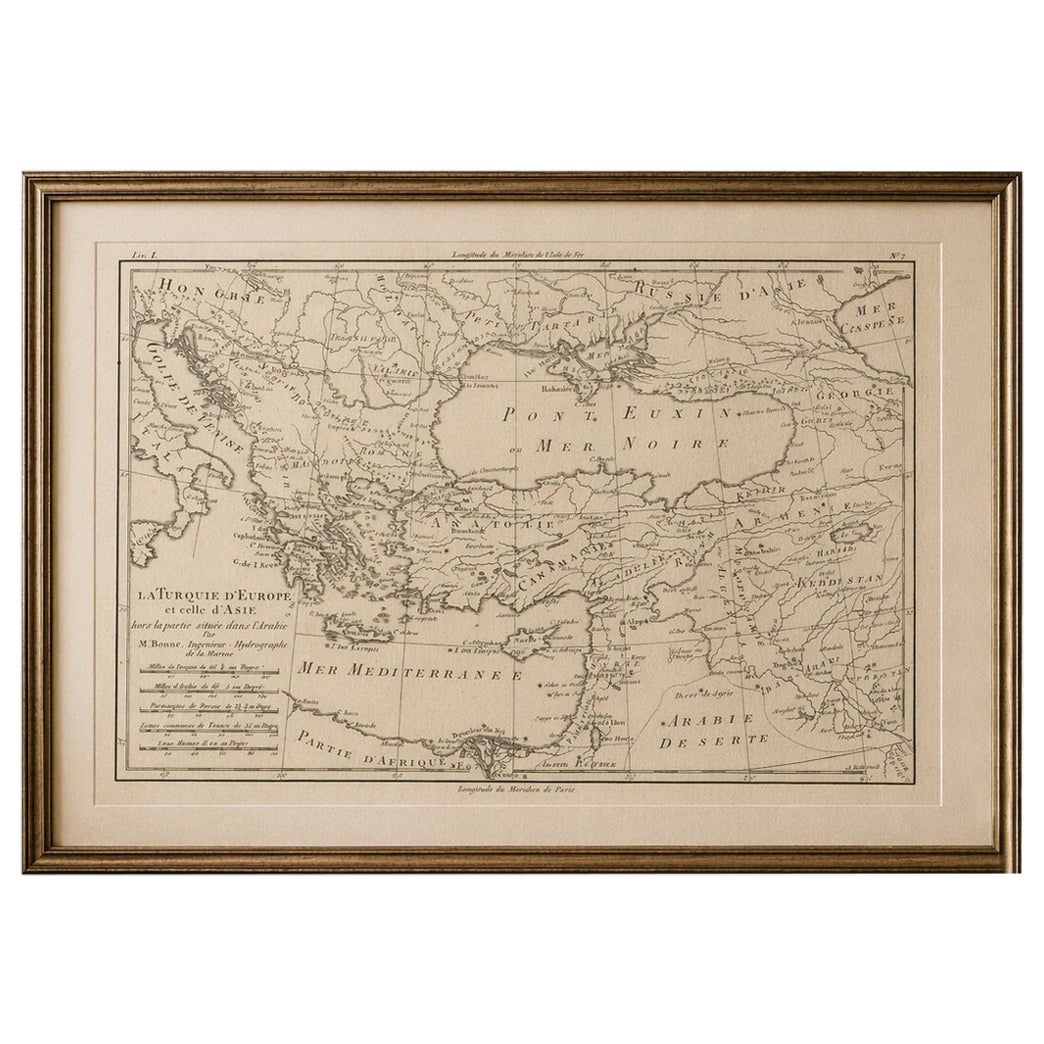 Carte ancienne de l'Empire ottoman, de la Turquie, des Balkans et du Moyen-Orient, Bonne, c.1780