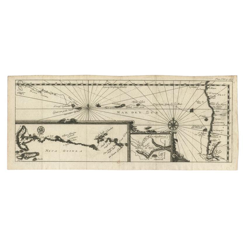 Carte ancienne de l'océan Pacifique par Renneville, 1702