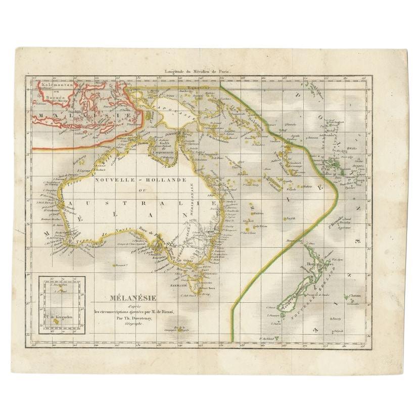 Mapa antiguo del Océano Pacífico por Rienzi, 1836