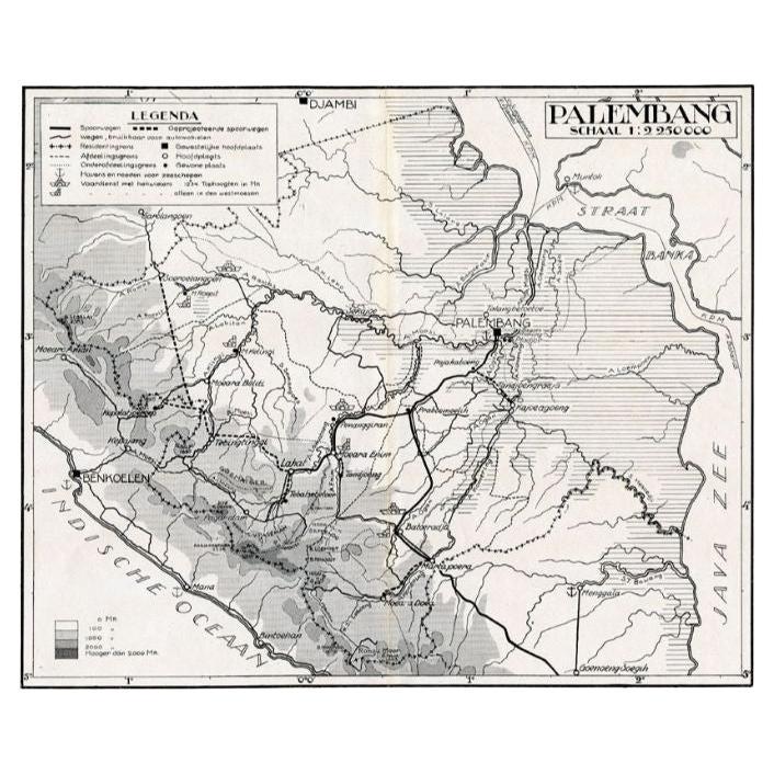 Antique Map of the Palembang Area, c.1900 For Sale