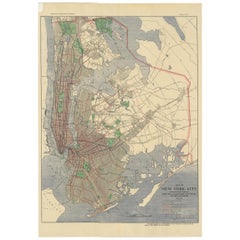 Antique Map of the Passenger Transportation Systems of New York, 1901