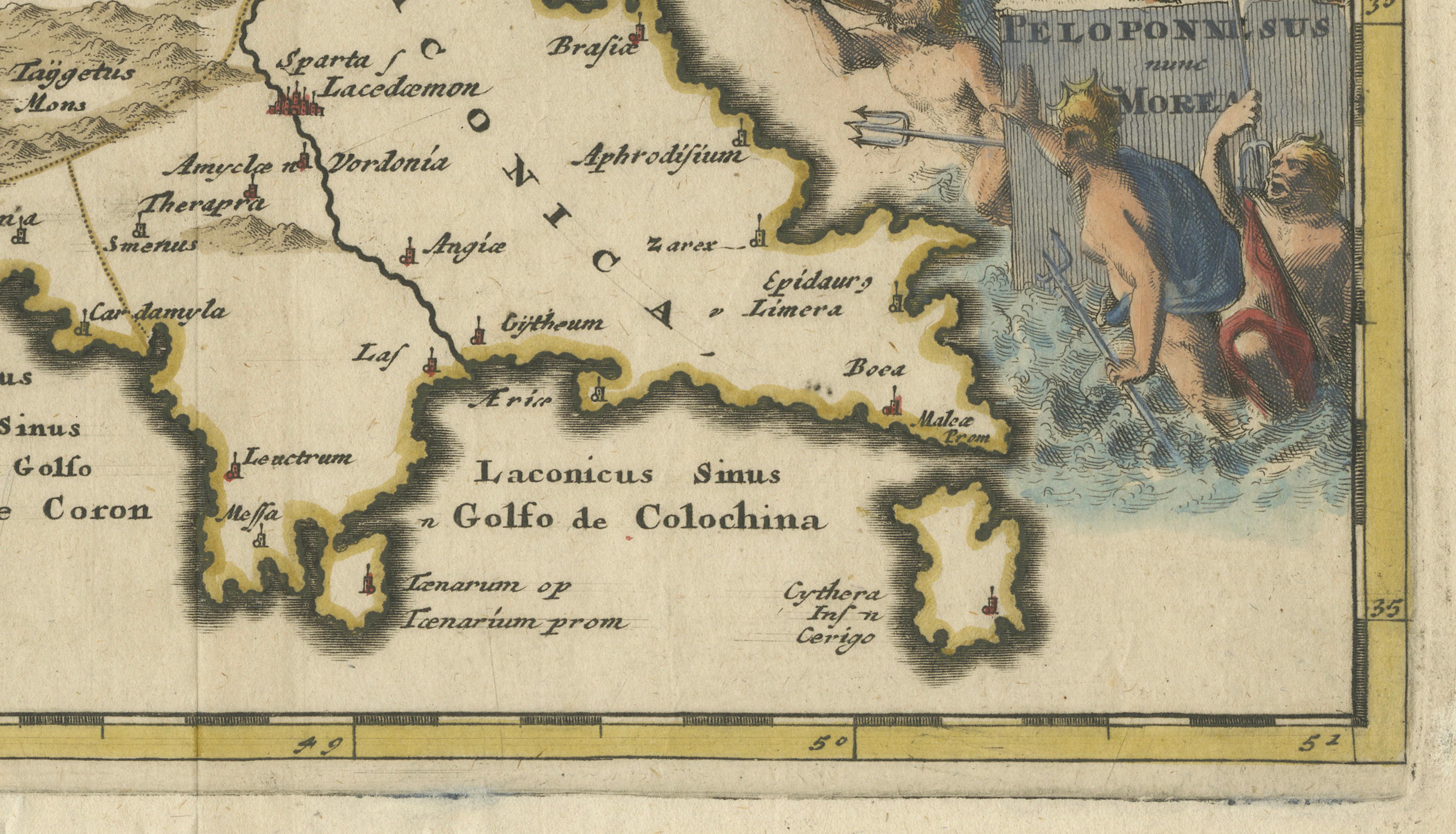 Antique Map of the Peloponnese – Peloponnesus, Morea, by Cluver, ca.1697