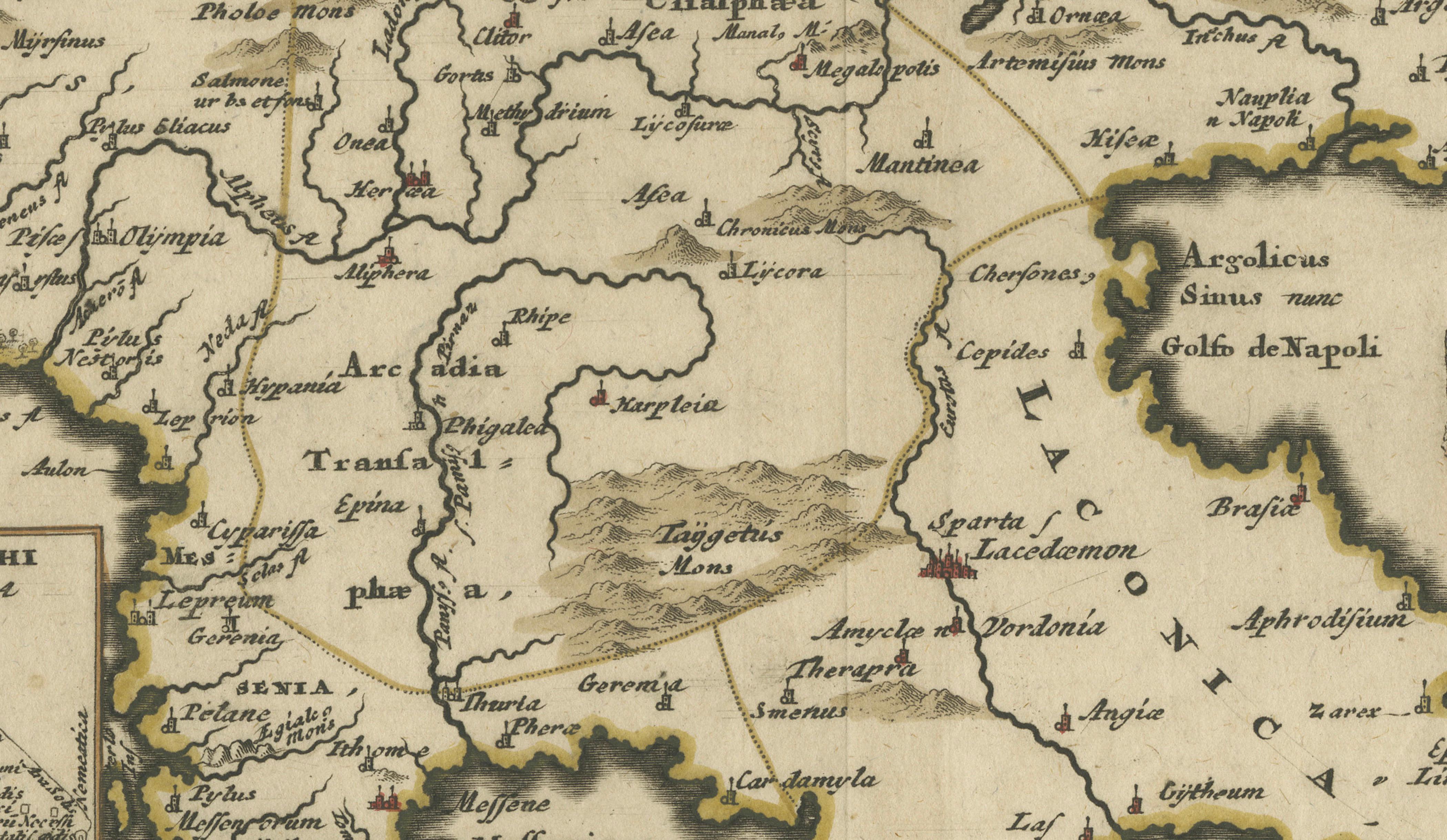 Antique Map of the Peloponnese – Peloponnesus, Morea, by Cluver, ca.1697
