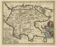 Antique Map of the Peloponnese – Peloponnesus, Morea, by Cluver, ca.1697