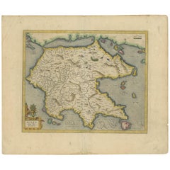 Antique Map of the Peloponnesos peninsula by Mercator, circa 1620