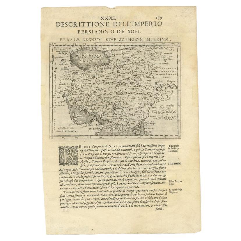 Very Old Antique Map of the Persian Empire by Magini, c.1597 For Sale