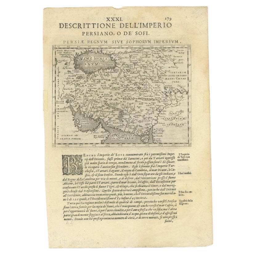 Very Old Antique Map of the Persian Empire by Magini, c.1597