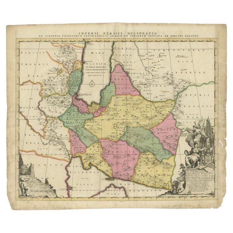 Antique Map of the Persian Empire by Schenk, 1705 For Sale at 1stDibs