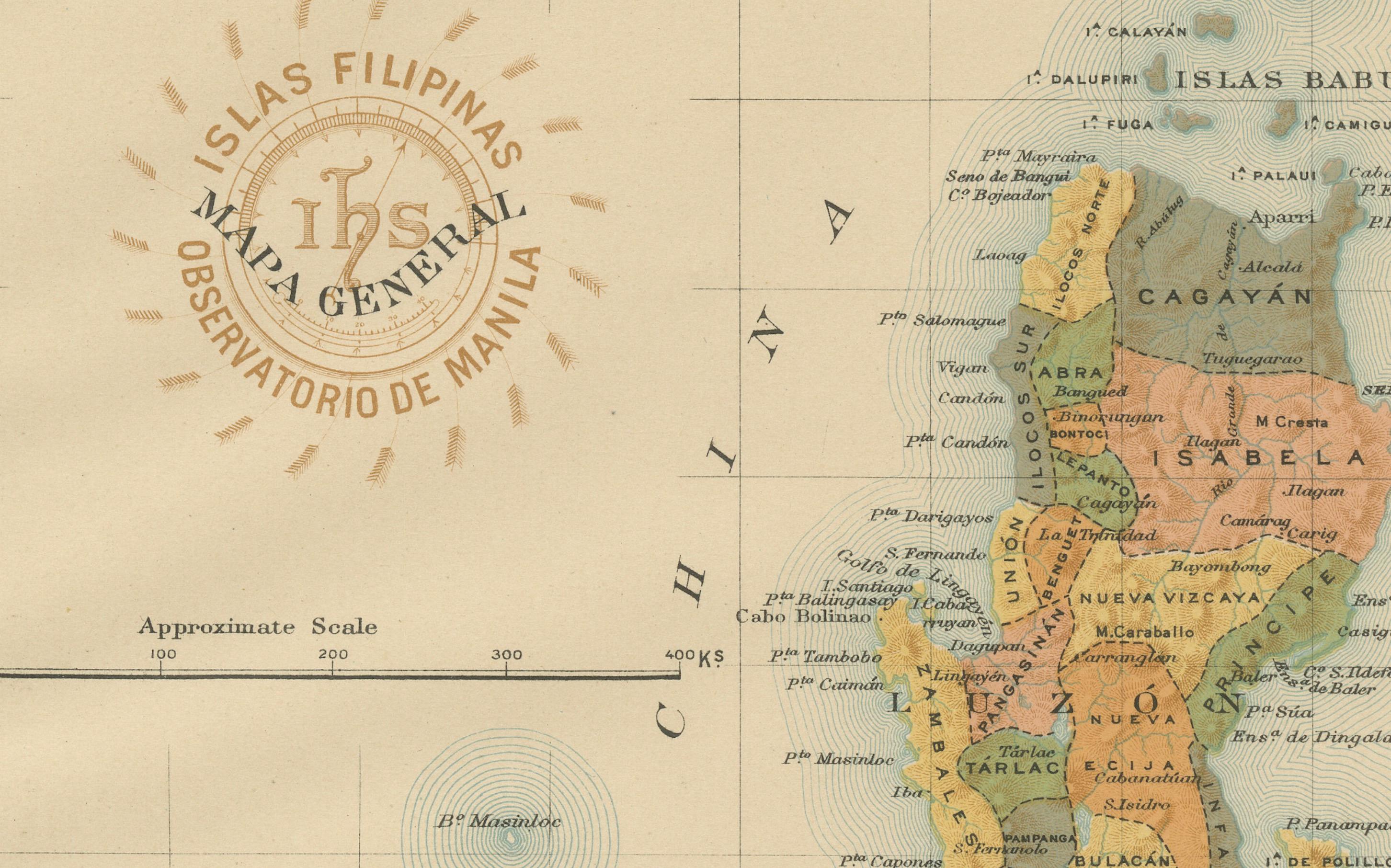 Fin du XIXe siècle Carte ancienne des îles Philippines - Observatorio de Manila, 1899 en vente