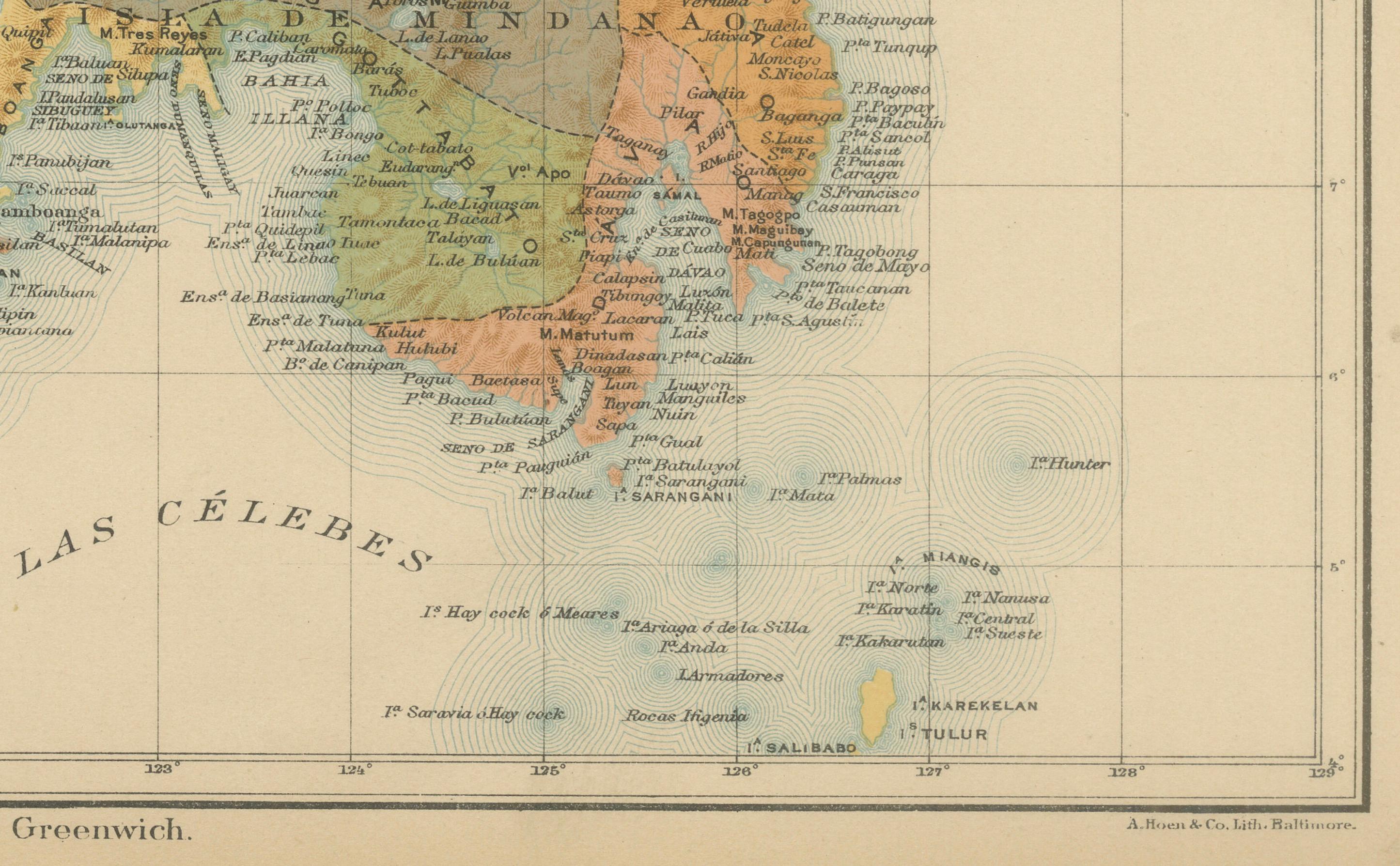 Carte ancienne des îles Philippines - Observatorio de Manila, 1899 en vente 1