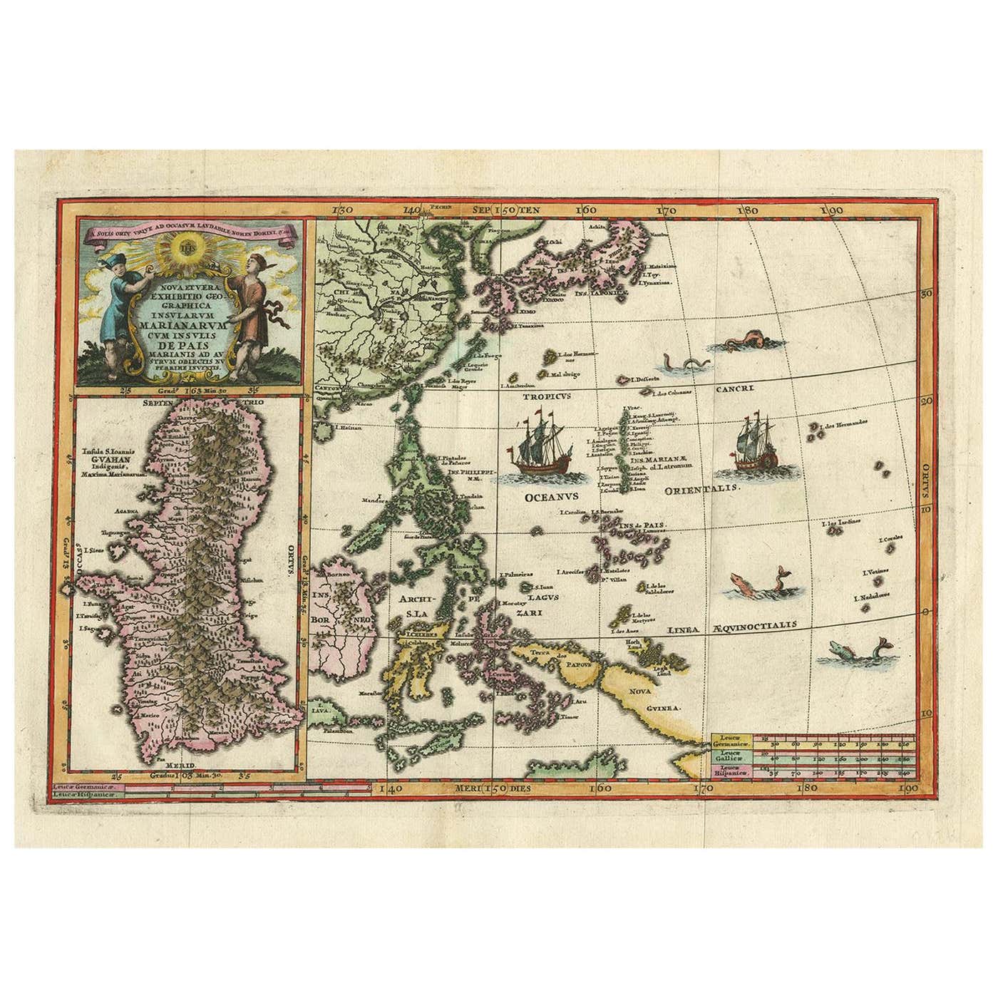 Antique Map of the Philippines and Guam by Scherer, circa 1702 For Sale ...