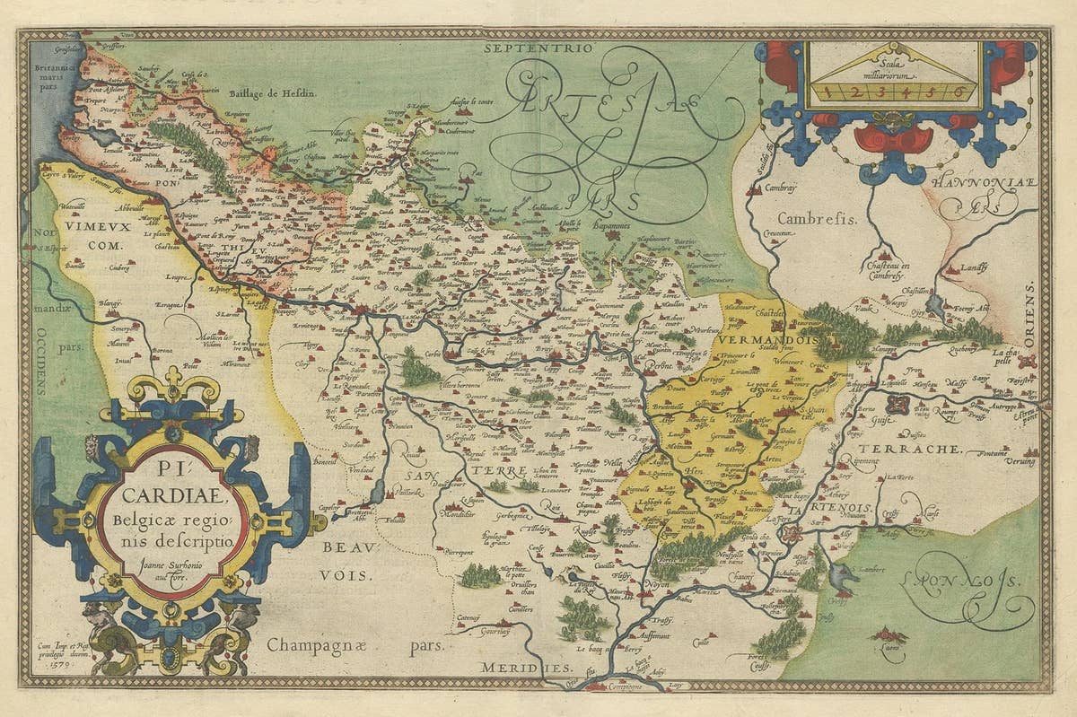 Antique Map of the Picardy Region of France by Ortelius, 'circa 1590'