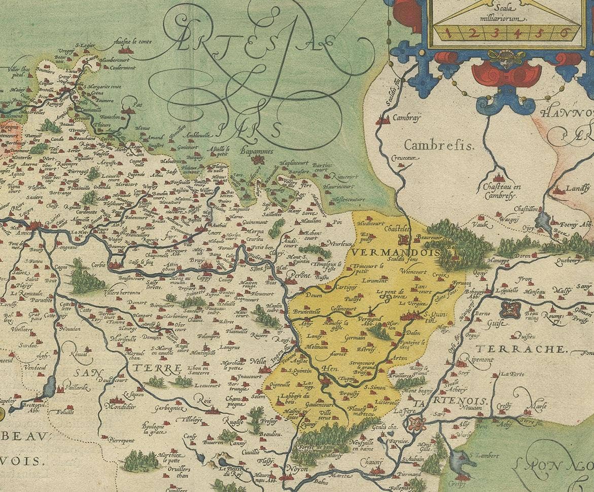 Antique Map of the Picardy Region of France by Ortelius, 'circa 1590'