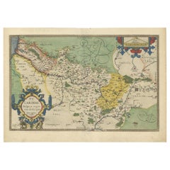 Mapa antiguo de la región francesa de Picardía, de Ortelius, "hacia 1590".