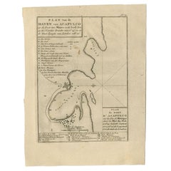 Antique Map of the Port of Acapulco in Mexico, 1749