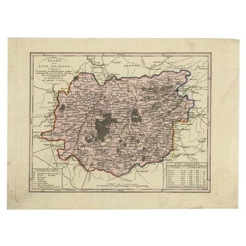 Antique Map of the Province of Brabant in Belgium by Veelwaard, C.1840
