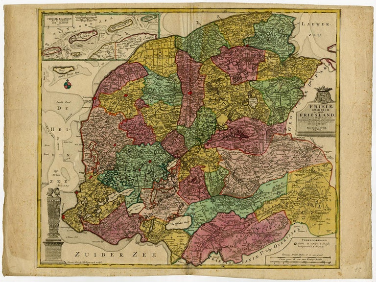 Antique Map of the Province of Friesland, The Netherlands, c.1760 For ...