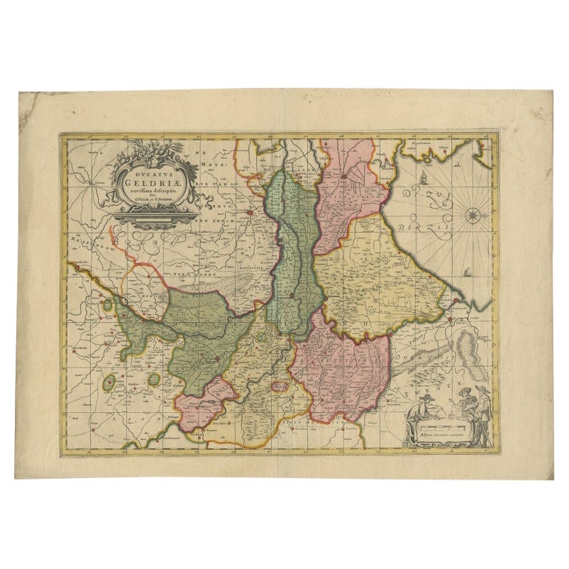 Carte ancienne de la province de Gelderland, aux Pays-Bas, vers 1690 en vente