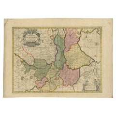 Carte ancienne de la province de Gelderland, aux Pays-Bas, vers 1690
