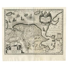 Antike Karte der Provinz Groningen von Blaeu, 1635