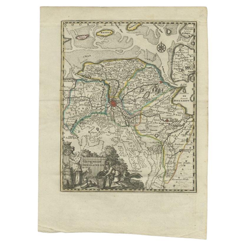 Antique Map of the Province of Groningen by Keizer & De Lat, 1788 For Sale