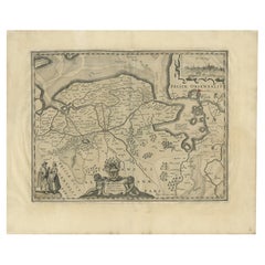 Carte ancienne de la province de Groningen aux Pays-Bas, 1634